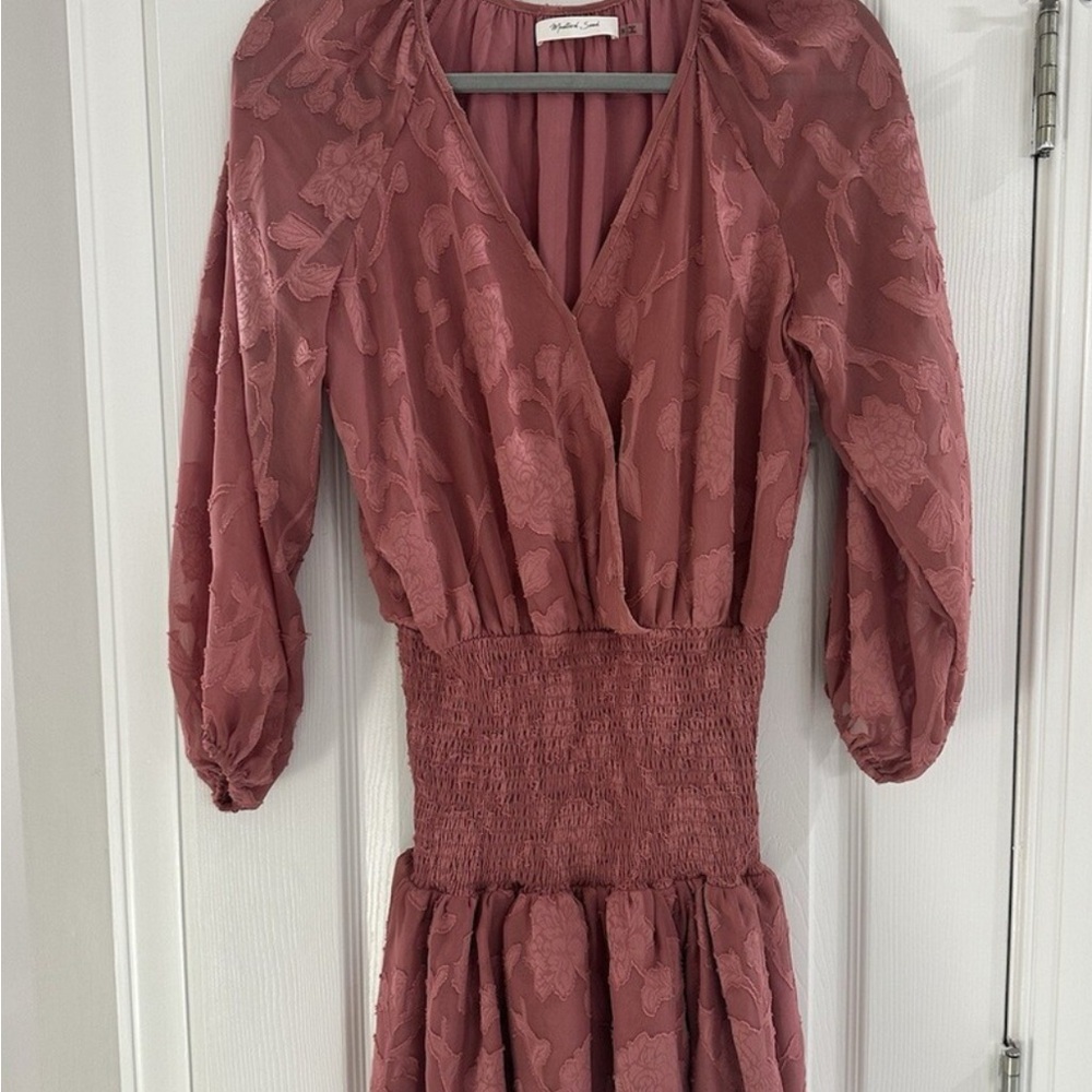 Mustard Seed Pink Smocked Long Sleeve Sundress